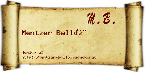 Mentzer Balló névjegykártya